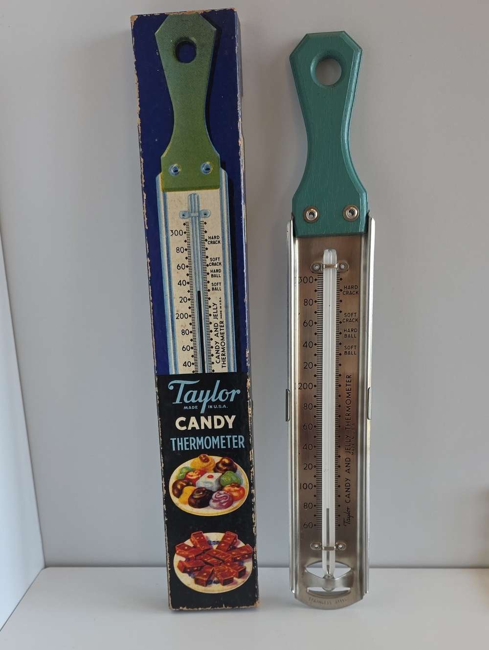Vintage Taylor Candy And Jelly Stainless Steel Thermometer Original Box -USA